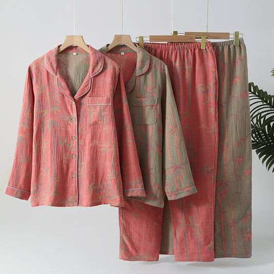 Yarn-dyed Rural Bamboo Cotton Gauze Pajama Set
