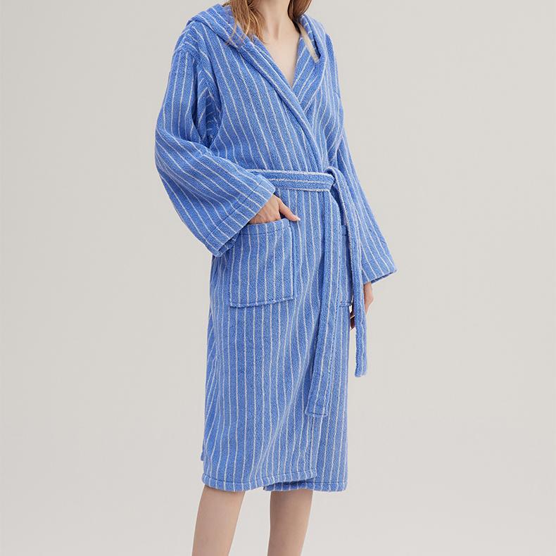Pure Cotton Striped Hooded Cape Bathrobe