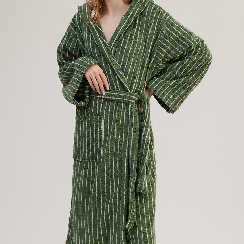 Pure Cotton Striped Hooded Cape Bathrobe