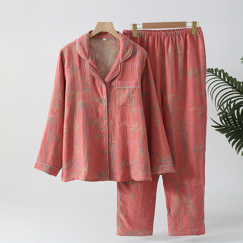 Yarn-dyed Rural Bamboo Cotton Gauze Pajama Set
