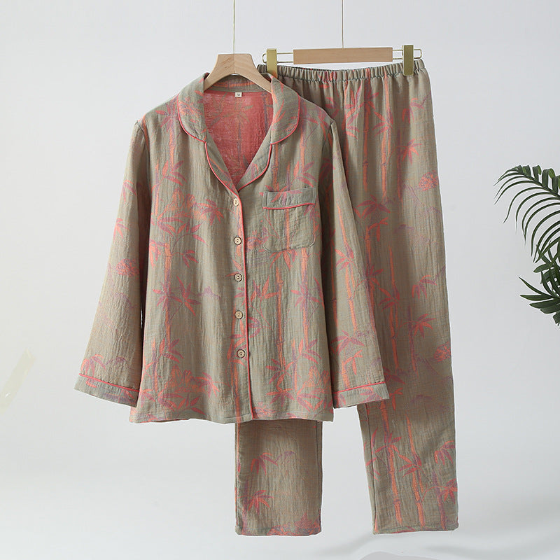 Yarn-dyed Rural Bamboo Cotton Gauze Pajama Set
