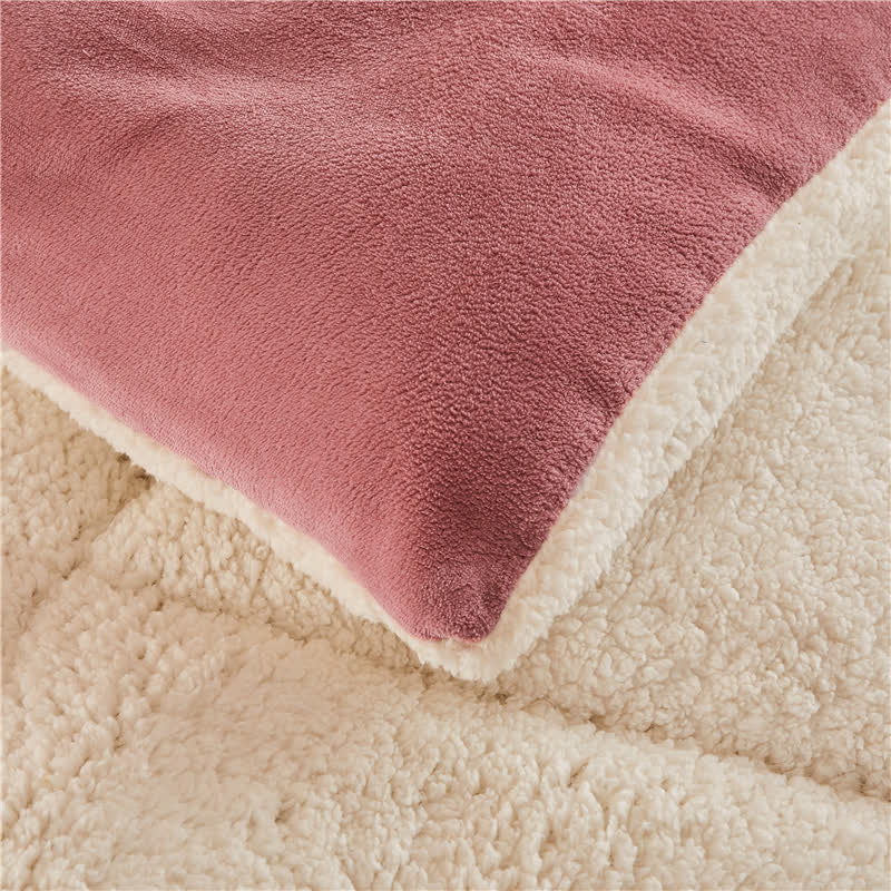 Solid Color Thick Warm Blanket with Quilt Core