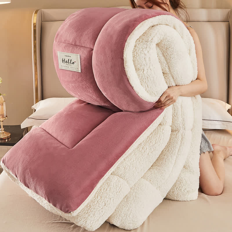 Solid Color Thick Warm Blanket with Quilt Core