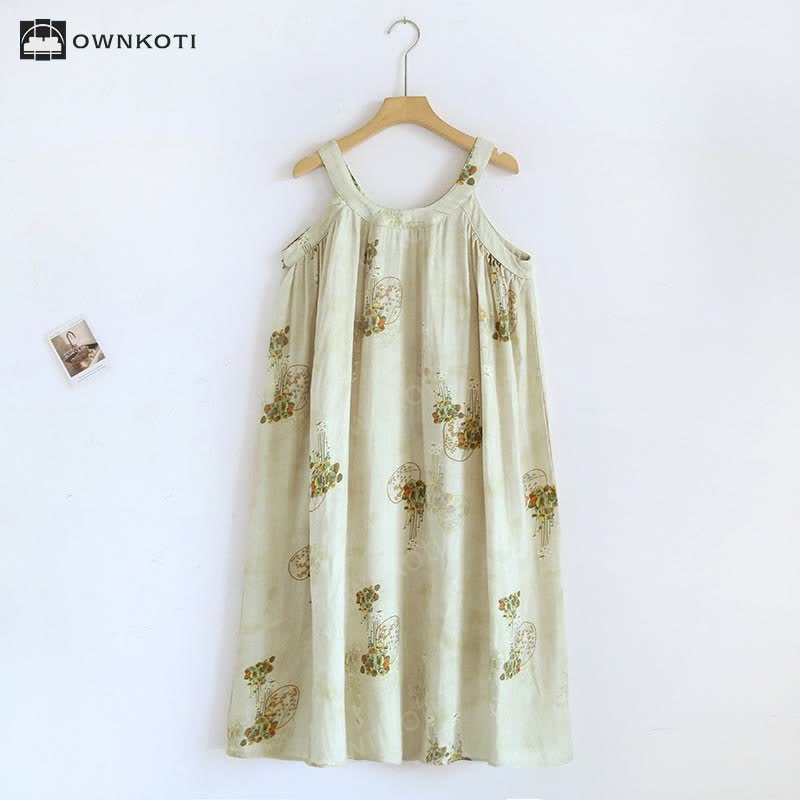 Floral Bamboo Fiber Sleeveless Nightgown