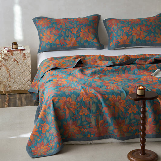 Pure Cotton Yarn-dyed Blooming Flower Quilt - image 0