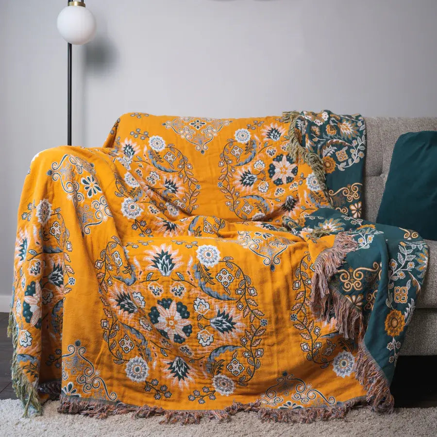 Ownkoti Vintage Throw Blanket Flower Sofa Cover