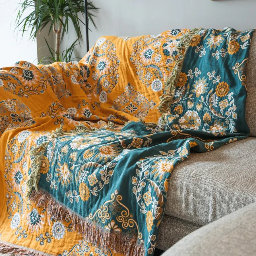 Ownkoti Vintage Throw Blanket Flower Sofa Cover