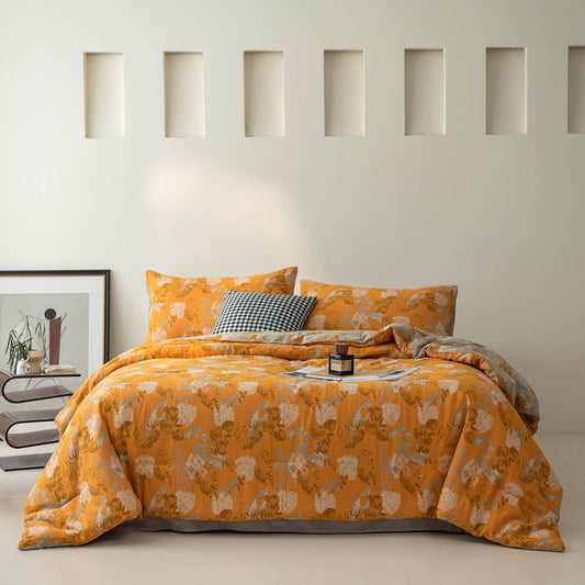 Double Layer Gauze Elegant Leaf Bedding