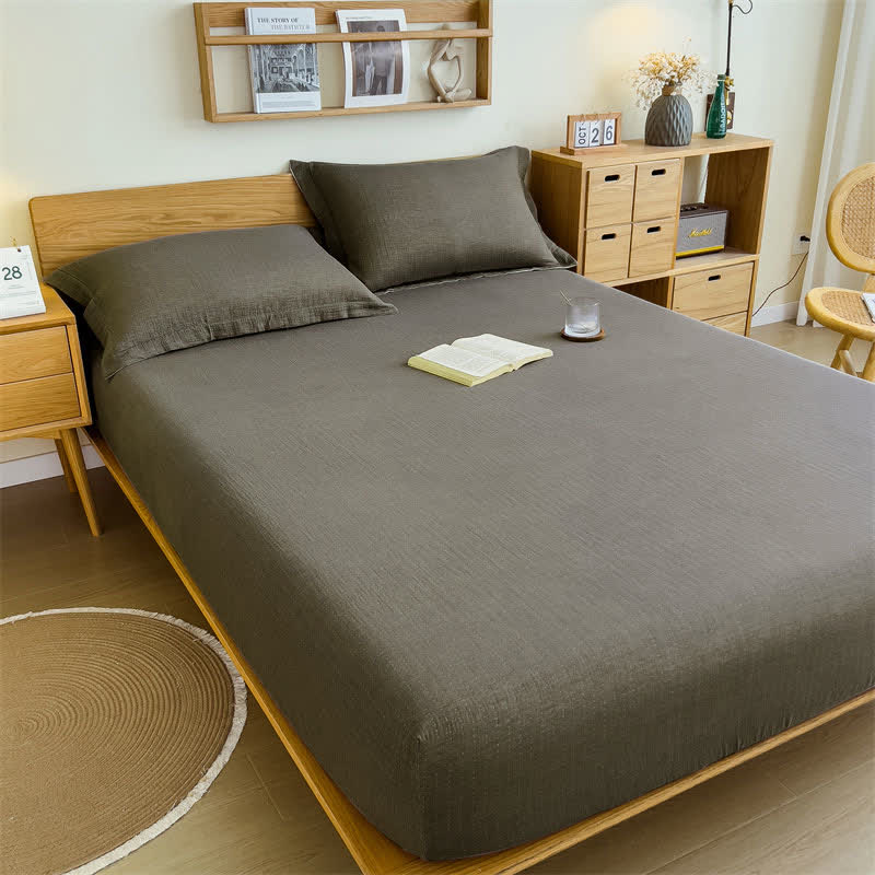 Cotton Gauze Solid Color Fitted Sheet