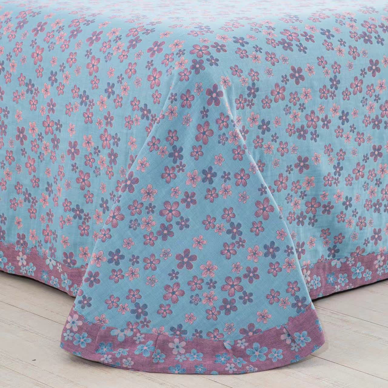 Floral Button Cotton Gauze Bedding Set (4PCS)