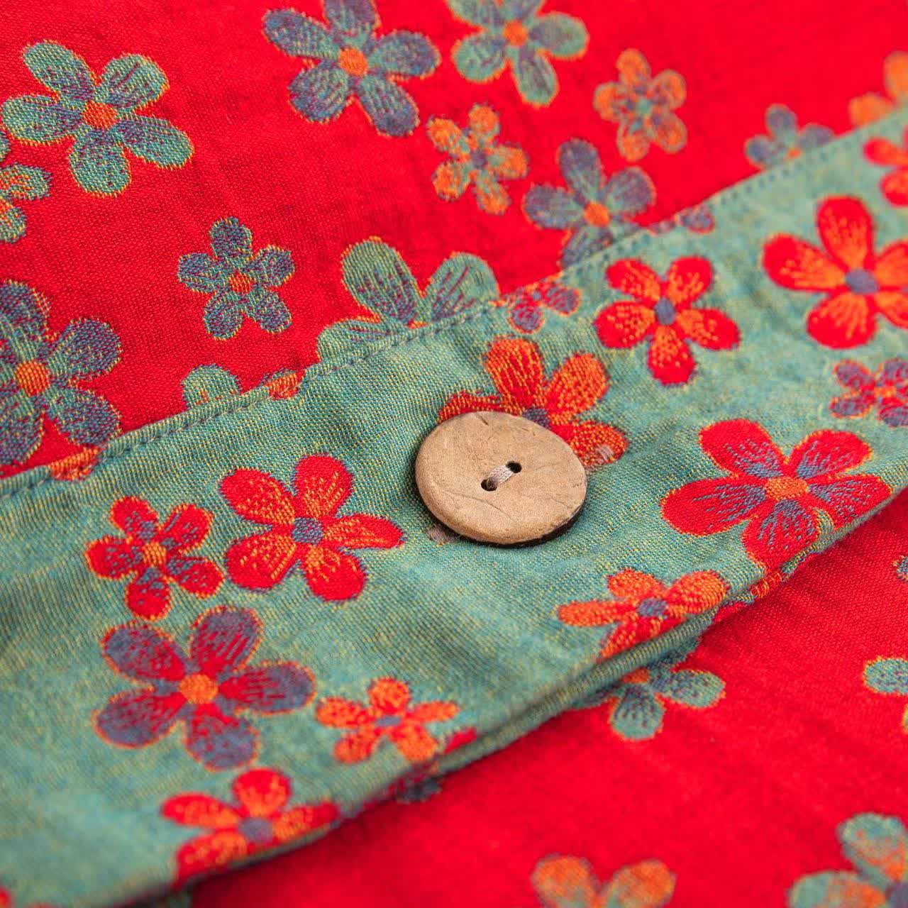 Floral Button Cotton Gauze Bedding Set (4PCS)