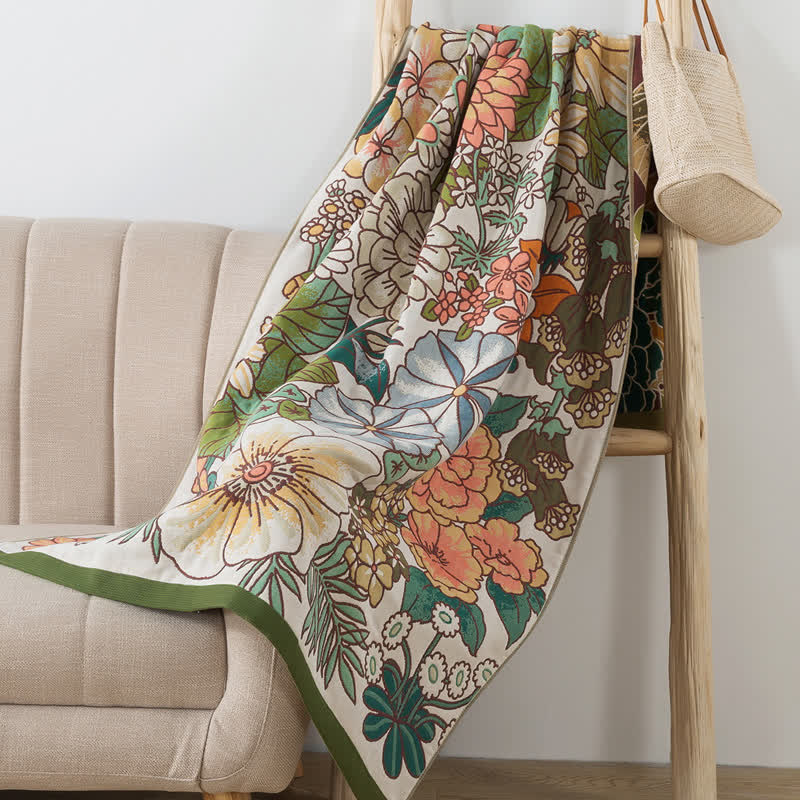 Pure Cotton Floral Bath Towel Beach Towel