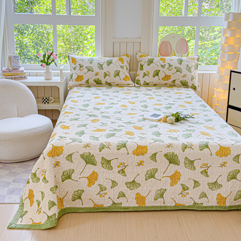 Rustic Ginkgo Leaf Velvet Bedding Set(4PCS)