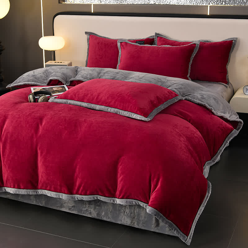 Winter Fleece Solid Color Bedding Set(4PCS)