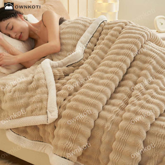 Jacquard Wave Texture Fleece Blanket