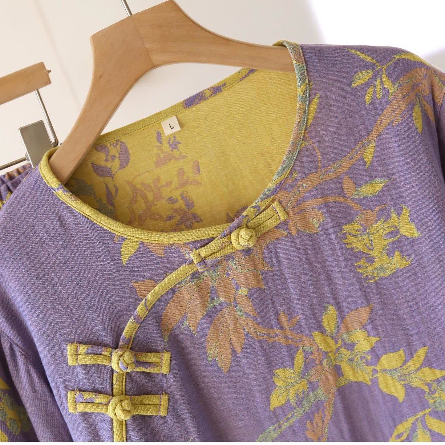 Elegant Floral Yarn-dyed Jacquard Pajama Set