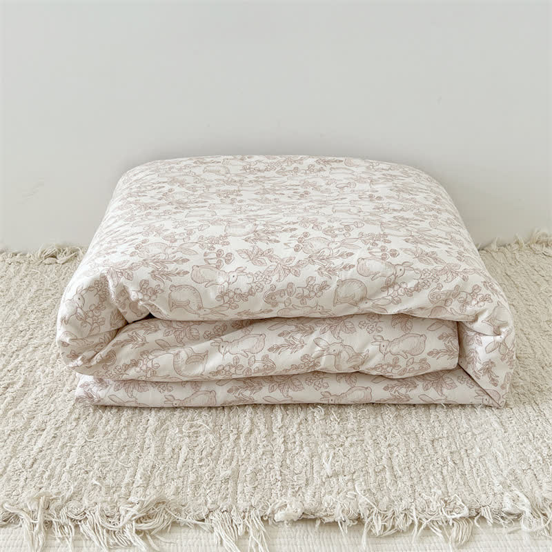 Rural Rabbit Cotton Duvet Cover with Comforter