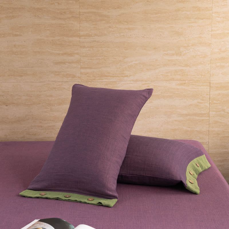 Cotton Gauze Solid Color Button Bedding Set (4PCS)