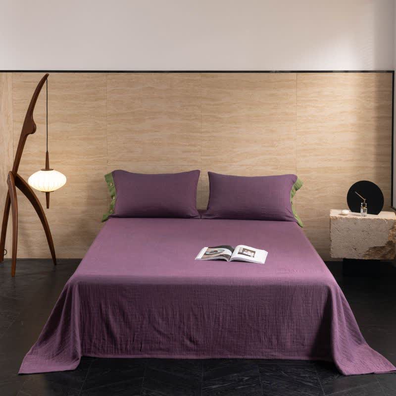 Cotton Gauze Solid Color Button Bedding Set (4PCS)