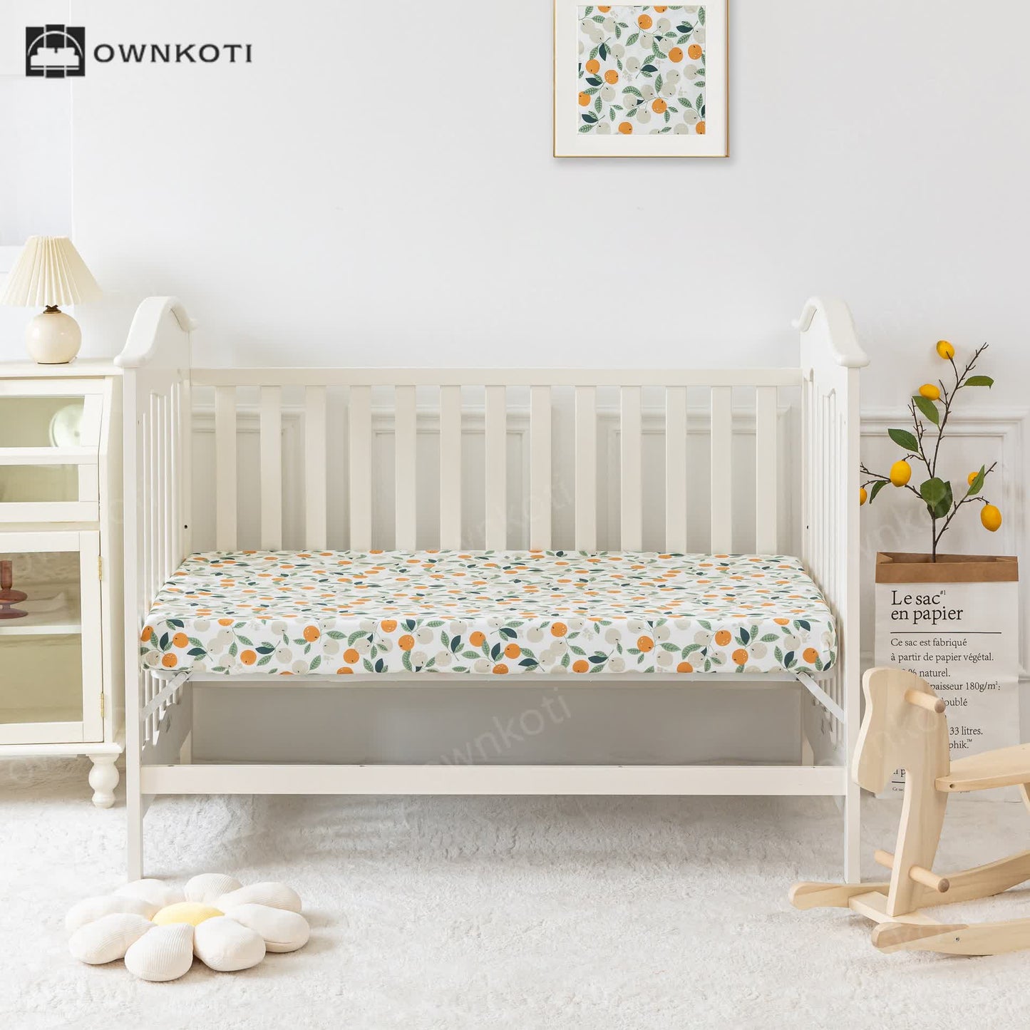 Cotton Pastoral Orange Crib Bedding Set(3PCS)