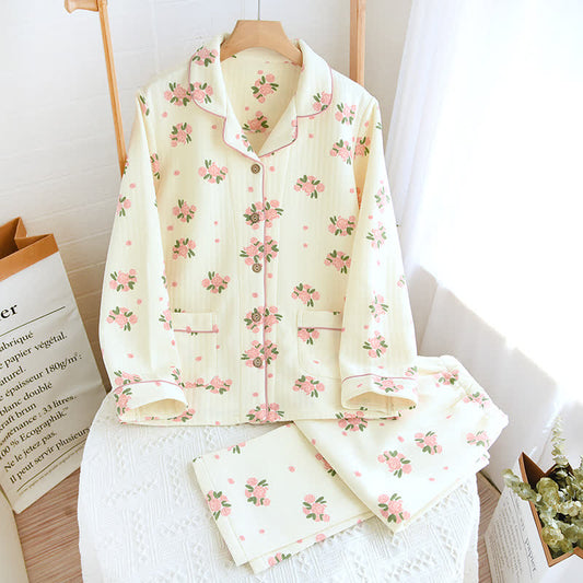 Three Layer Air Cotton Pastoral Pajama Set