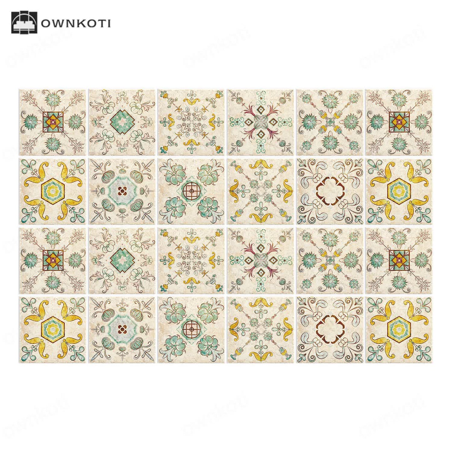 Simple Retro Flowers Wall Sticker (24PCS)