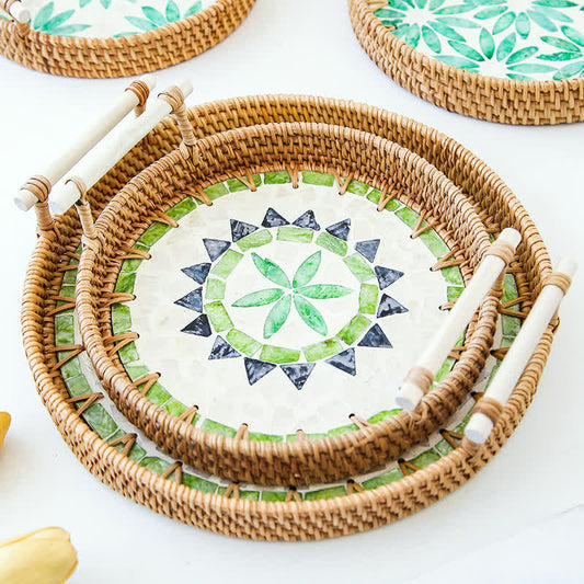 Rattan Woven Tray Snack Storage Basket - image 1