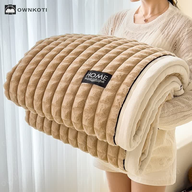 Plaid Texture Soft Fleece Throw Blanket