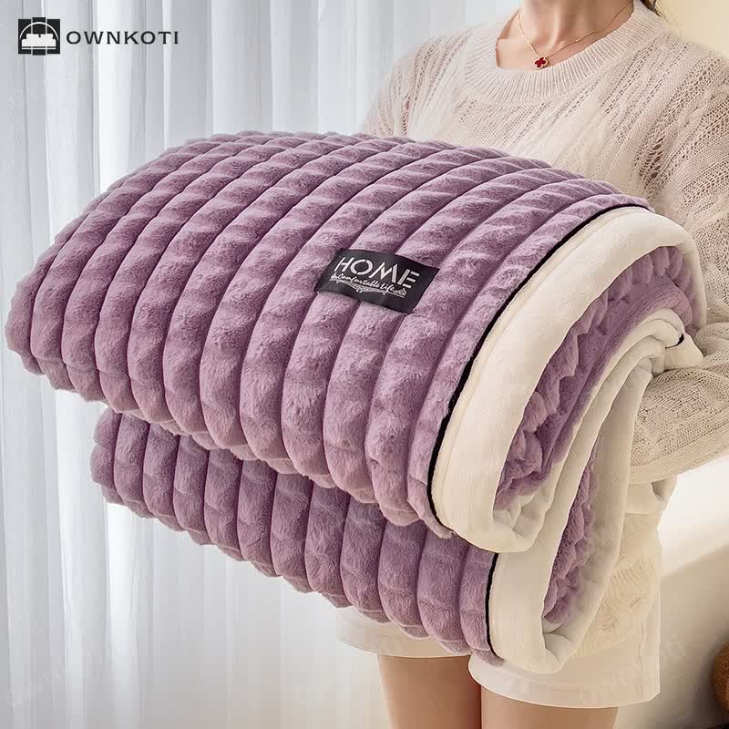 Plaid Texture Soft Fleece Throw Blanket