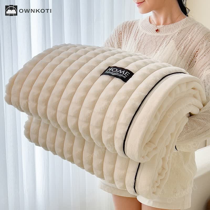 Plaid Texture Soft Fleece Throw Blanket
