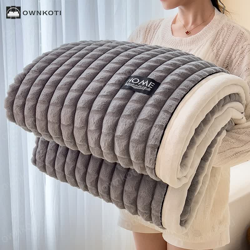 Plaid Texture Soft Fleece Throw Blanket