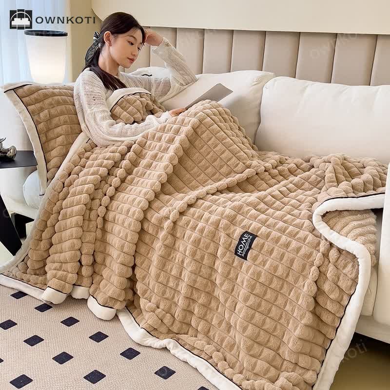 Plaid Texture Soft Fleece Throw Blanket