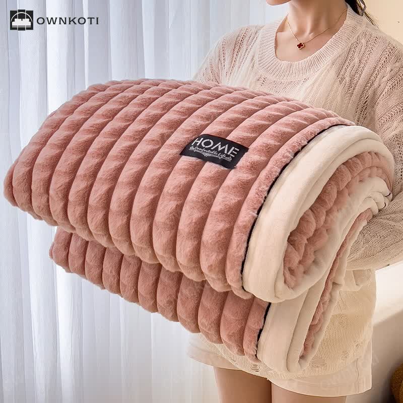 Plaid Texture Soft Fleece Throw Blanket