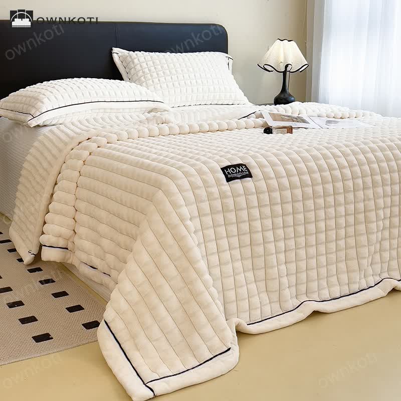 Plaid Texture Soft Fleece Throw Blanket