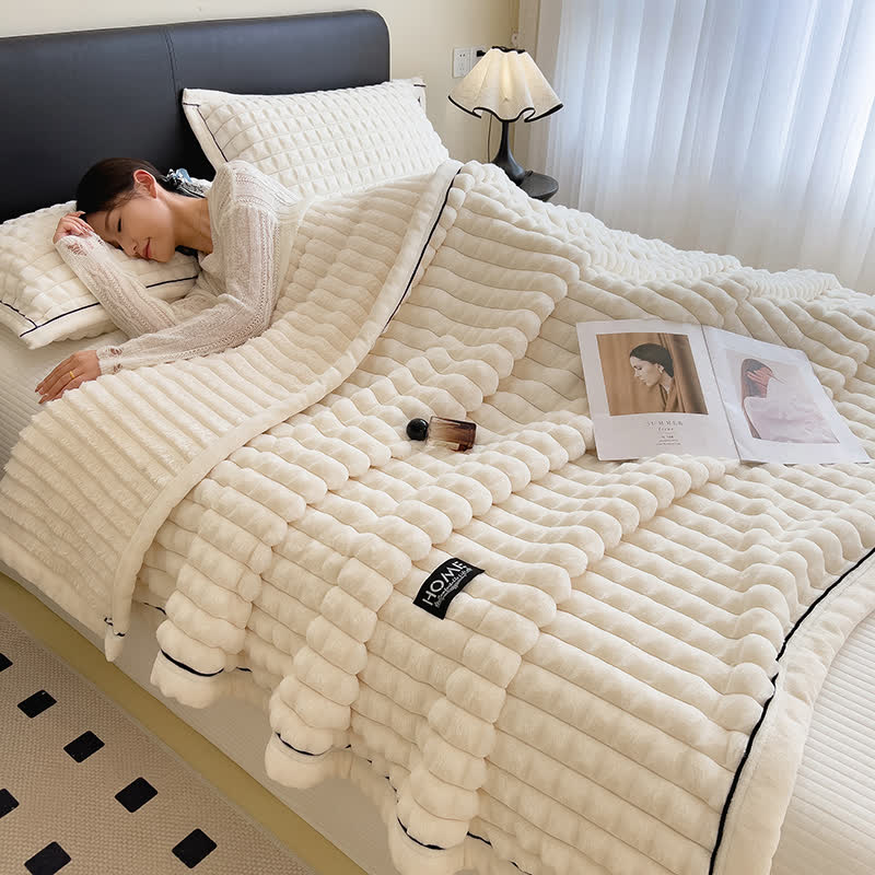 Ownkoti Plaid Texture Soft  Fleece Throw Blanket - image 6