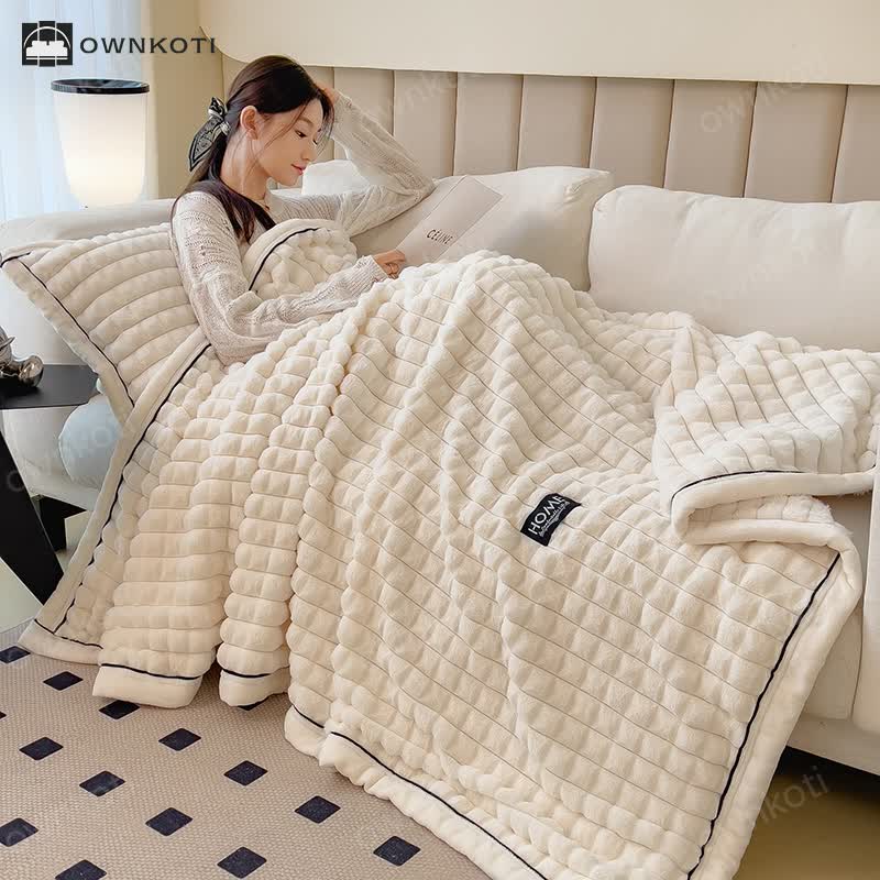 Plaid Texture Soft Fleece Throw Blanket