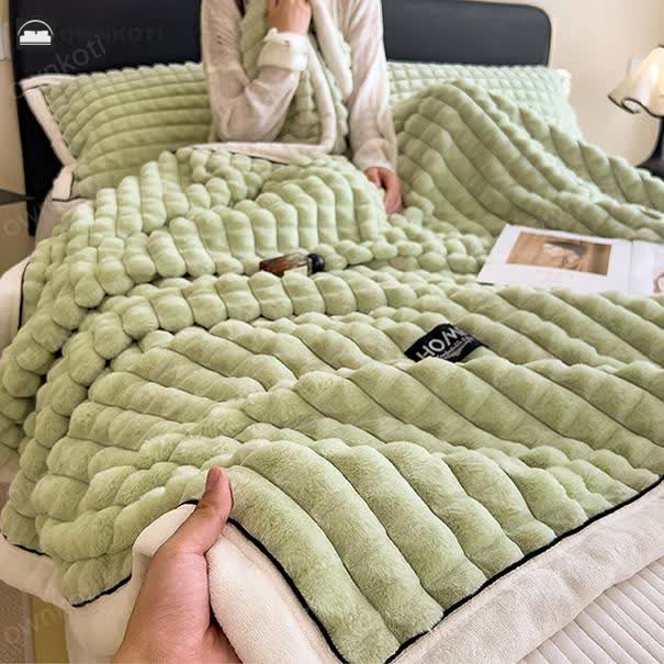 Plaid Texture Soft Fleece Throw Blanket
