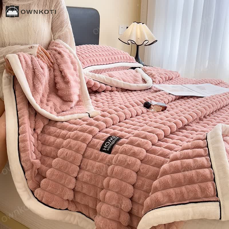 Plaid Texture Soft Fleece Throw Blanket