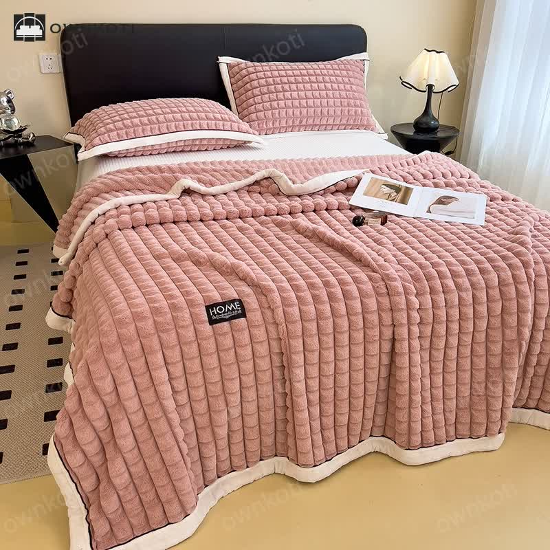 Plaid Texture Soft Fleece Throw Blanket