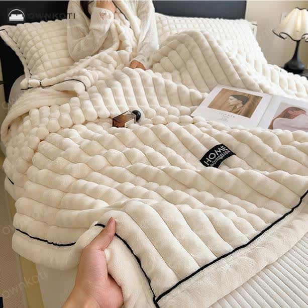 Plaid Texture Soft Fleece Throw Blanket