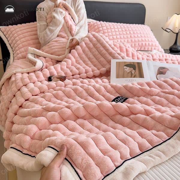 Plaid Texture Soft Fleece Throw Blanket