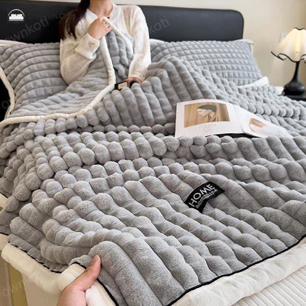 Plaid Texture Soft Fleece Throw Blanket