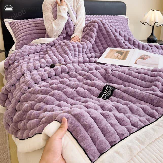 Plaid Texture Soft Fleece Throw Blanket