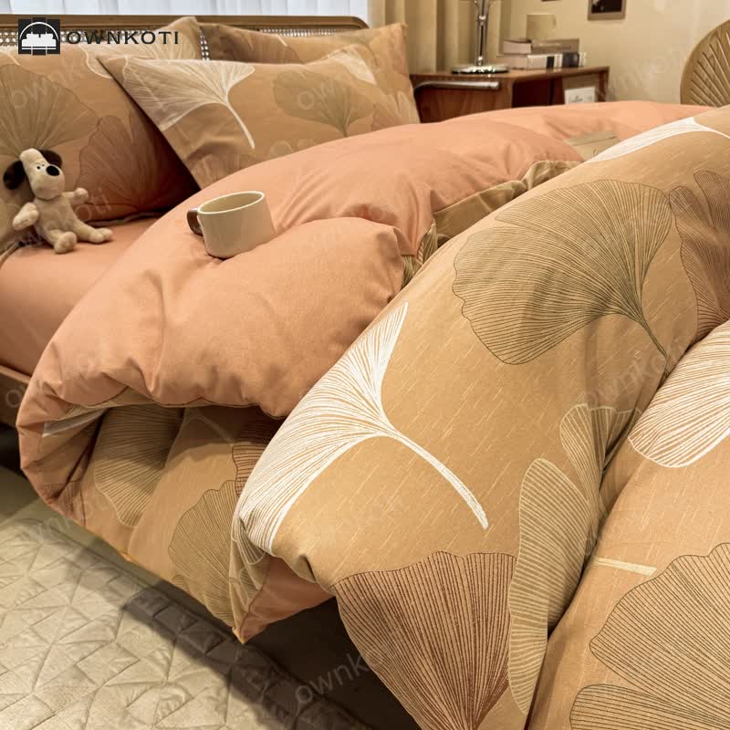 Brushed Cotton Vintage Ginkgo Leaf Bedding
