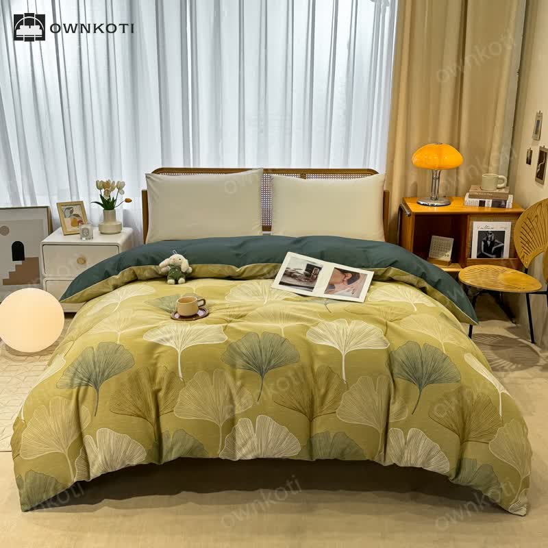 Brushed Cotton Vintage Ginkgo Leaf Bedding