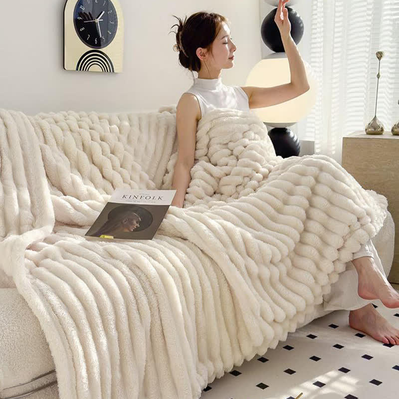 Reversible Warm Fleece Throw Blanket
