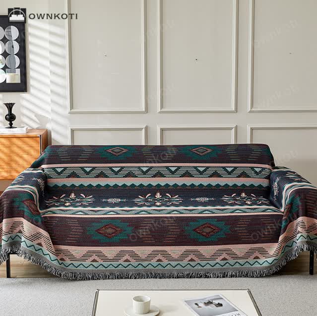 Bohemian Cotton Linen Ethnic Sofa Cover Blanket