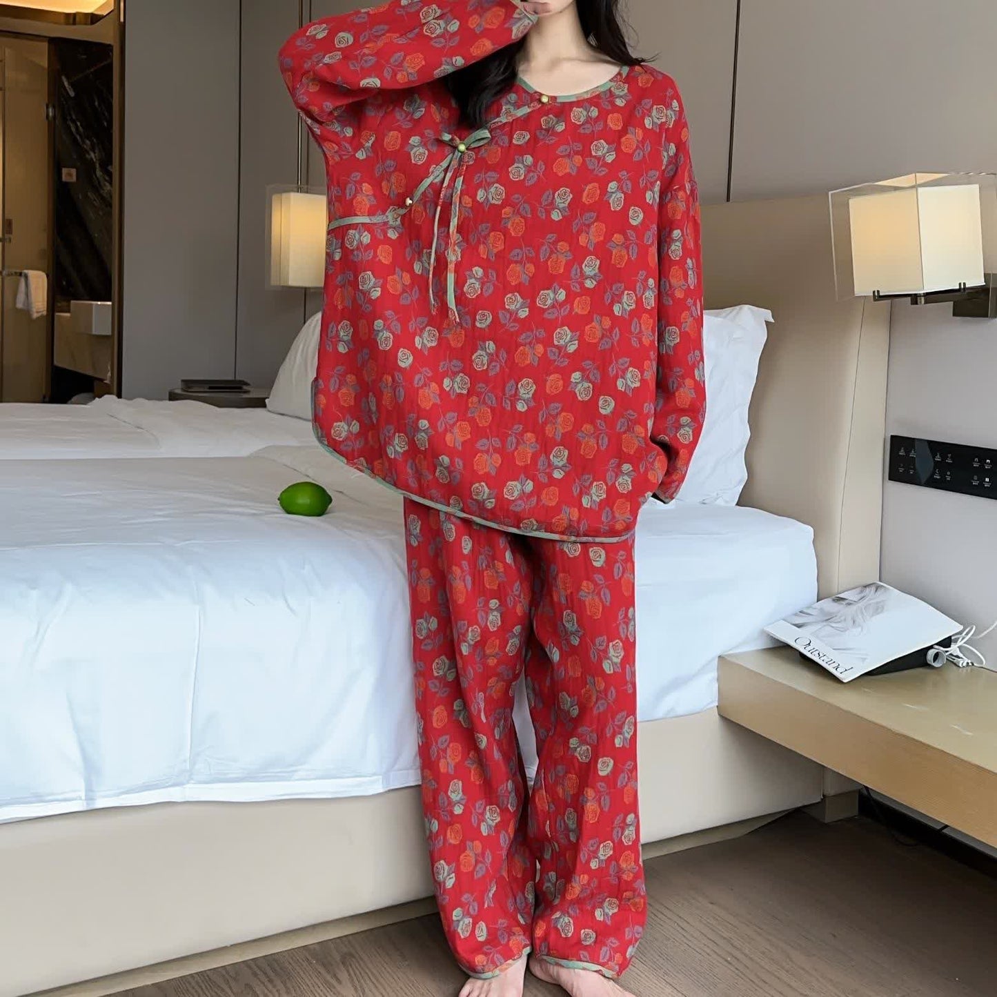 Plus Size  Rose Cotton Soft Pajama Set - image 2
