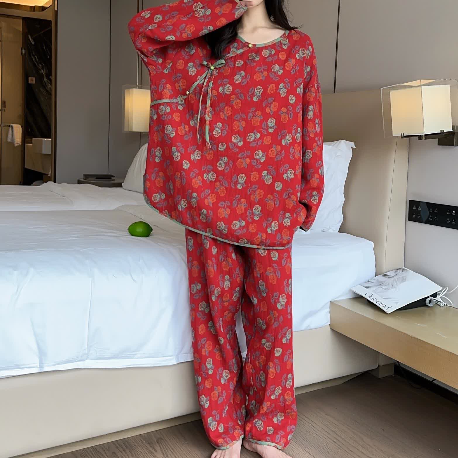 Plus Size  Rose Cotton Soft Pajama Set - image 2