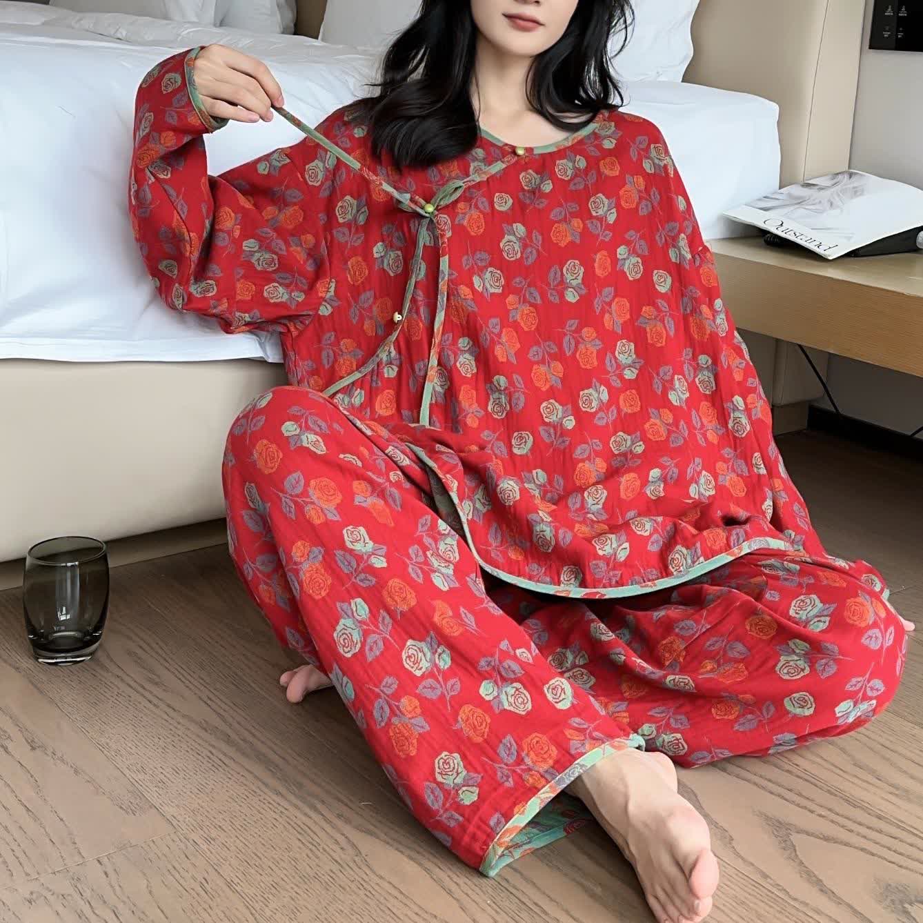 Plus Size  Rose Cotton Soft Pajama Set - image 5